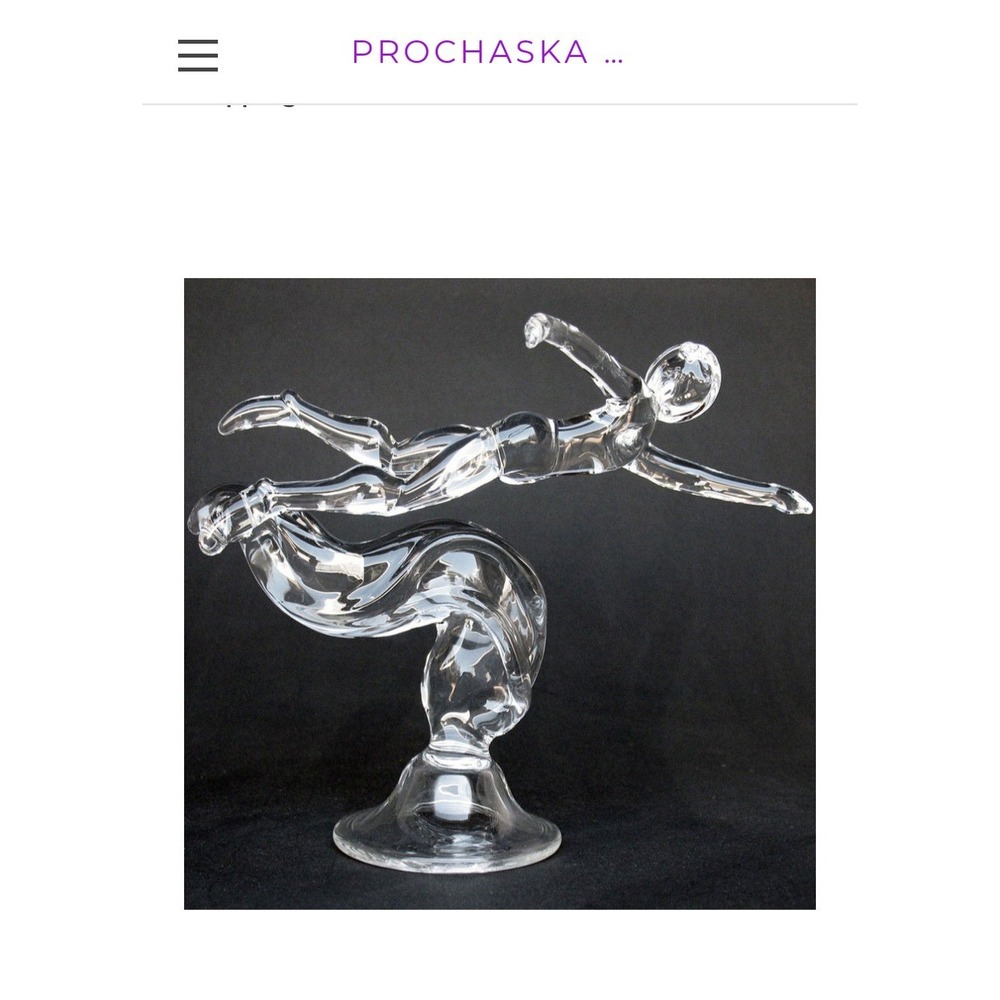 Prochaska Crystal Swimmer Swimming Hand Blown Sculpture‎ Figurine 4.5" SIGNED